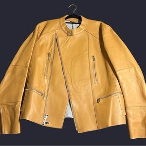 Michael Kors Tan Moto Napa Leather Jacket BNWT!